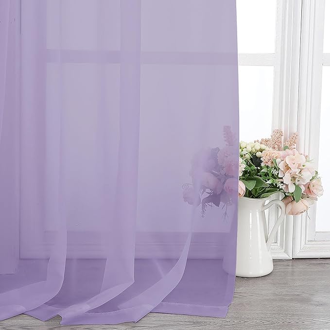 Chyhomenyc Lilac Sheer Curtains 108 Inches Long - Image 6