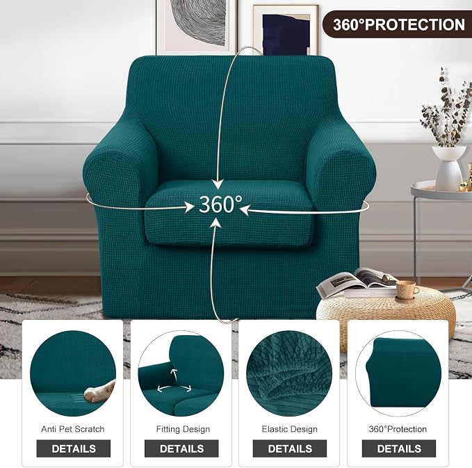 U-NICE HOME 2 Pieces Chair Covers Stretch Couch Cover Sofa Cover Washable Chair - Image 4
