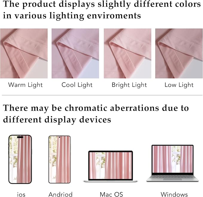 NICETOWN Pink Velvet Room Darkening Curtains 96 inch Long, Blush Pink Noise - Image 6
