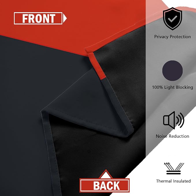 Tyrot Red Black 100% Blackout Curtains - Image 5