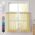 OVZME Mustard Yellow Sheer Curtains, 36 inch 2 Panels Set, Light Filtering by OVZME