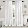 White Semi Sheer Linen Curtains 94 inch Length by Nanspring