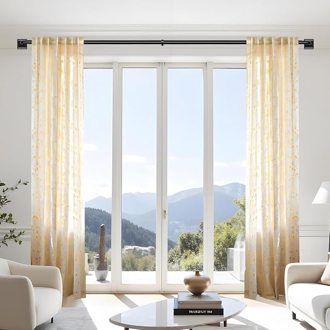 Black Curtain Rods for Windows 48-90Inch Heavy Duty Wrap Around Blackout - Image 2