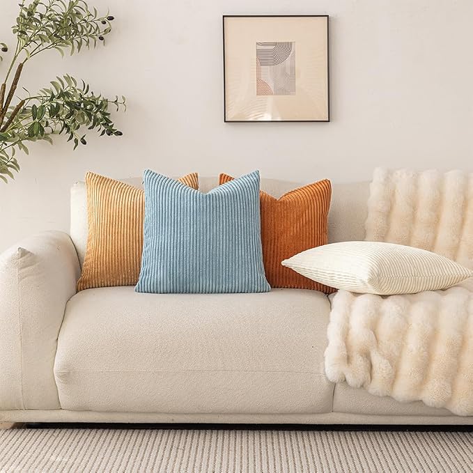 LANANAS Neutral Couch Throw Pillow Covers 18x18 Inch Set of 4 Decorative - Image 4
