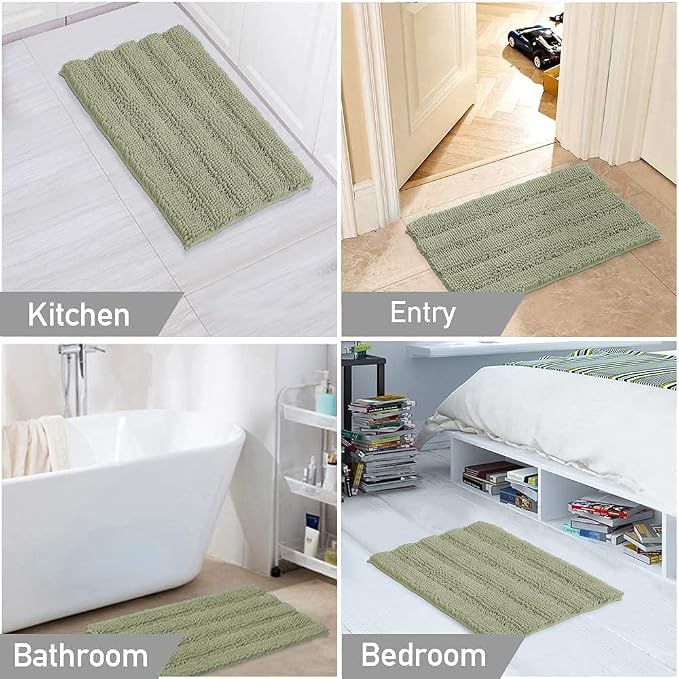 Turquoize Chenille Bathroom Rugs Non-Slip Bath Mats - Image 6