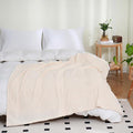 Puncuntex Flannel Fleece Throw Blanket Cream White 60"×80", Super Soft Plush by Puncuntex
