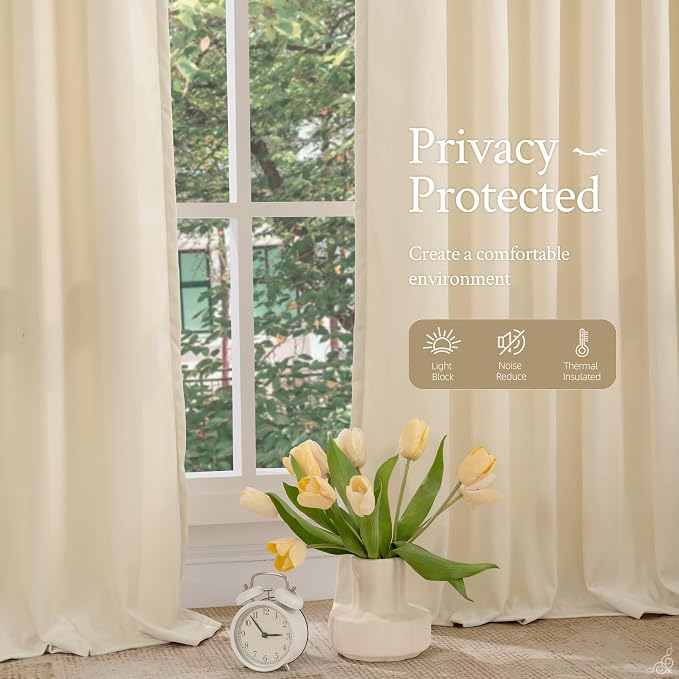 LAMIT Beige Velvet Panels for Living Room 84 Inches Long, Elegant Thermal - Image 6
