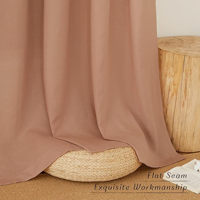 NICETOWN Linen Curtains for Windows 90 inch Long, Grommet Semi Sheer Vertical - Image 2
