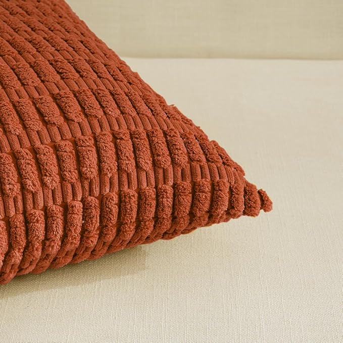 Fancy Homi 4 Packs Boho Burnt Orange Fall Decorative Throw Pillow Covers 20x20 - Image 4