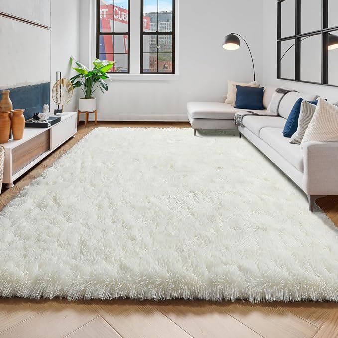 Amdrebio Ivory Rugs for Living Room Bedroom, 6x9 Soft Fluffy Area Rug for Kids - Image 8
