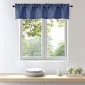 OWENIE Bob 1 PCS Blue Valances for Windows, Faux Linen Textured Kitchen Window by OWENIE