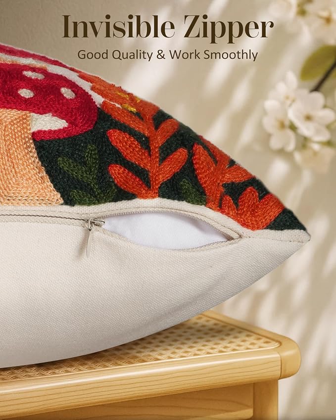 Embroidered Throw Pillow Cover 20x20 Inch - Image 3