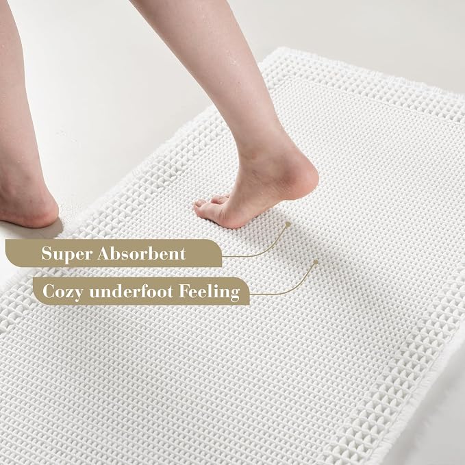 RESARE Waffle Bathroom Runner Rugs, Super Absorbent Bath Mat Non Slip Washable - Image 3