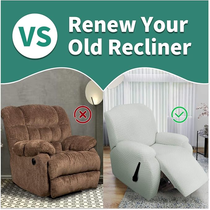 YEMYHOM 4 Pieces Stretch Recliner Slipcover Latest Jacquard Recliner Chair Cover - Image 5