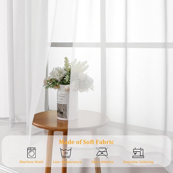 Gwine White Valances for Windows, Small Light Filtering Rod Pocket Cafe Valance - Image 8