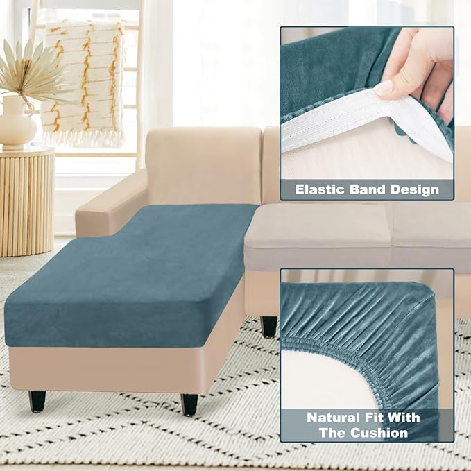 NAISI Sectional Couch Cover 1 Piece Velvet Separate Chaise Lounge Cover Soft - Image 5