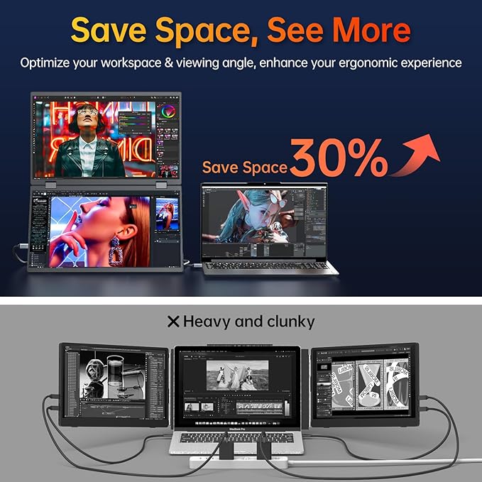 VisionOwl Portable Monitor Dual 15.6 Inch 1080P FHD 107% sRGB Foldable Second - Image 4