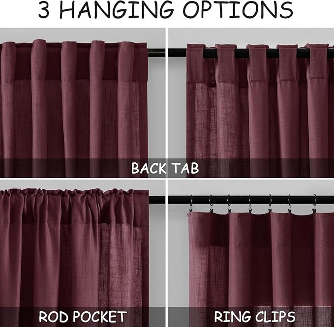 Nanspring Burgundy Linen Curtains - Image 2