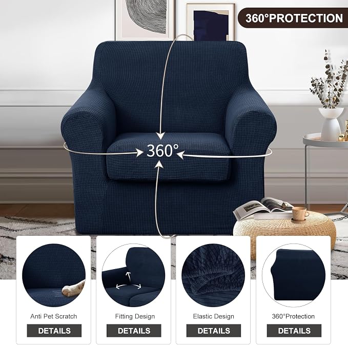 U-NICE HOME 2 Pieces Chair Covers Stretch Couch Cover Sofa Cover Washable Chair - Image 4