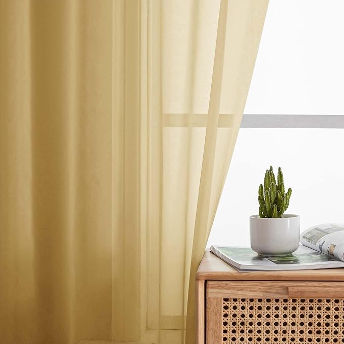 Cafe Curtains 36 Inch Length Tier 2 Pieces, Modern Soft Airy Sheer Kitchen - Image 3