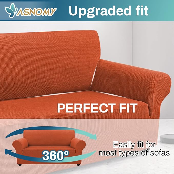 Asnomy Sofa Covers for 2 Cushion Couch Stretch Loveseat Slipcovers, Pet - Image 5