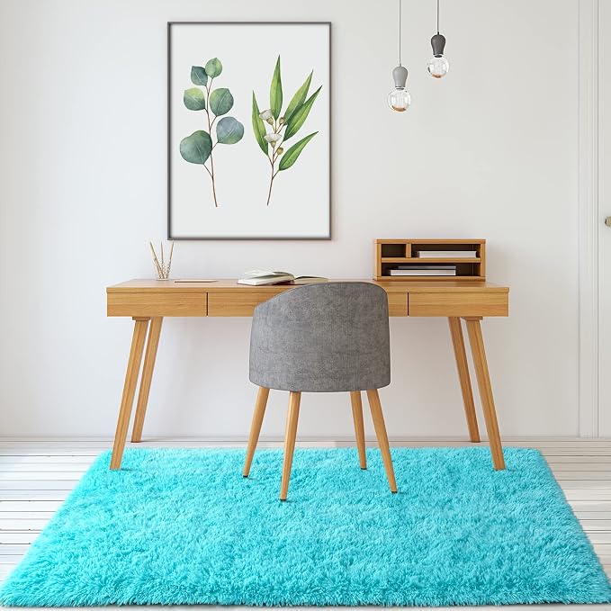 Merelax Soft Fluffy Blue Shaggy Area Rug - Image 4