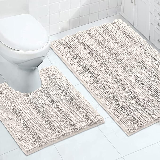 Turquoize Chenille Bathroom Rugs Set Non-Slip Bath Mats by Turquoize