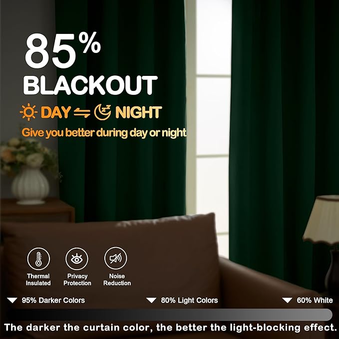OVZME Christmas Green Short Blackout Curtains - Image 5