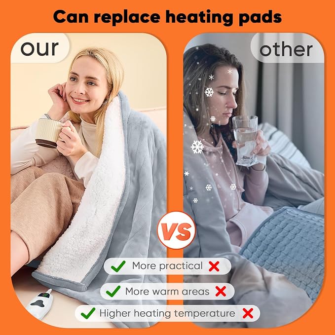 greenoak Heated Blanket Electric Throw 50"X60", Heating Blanket - Image 6