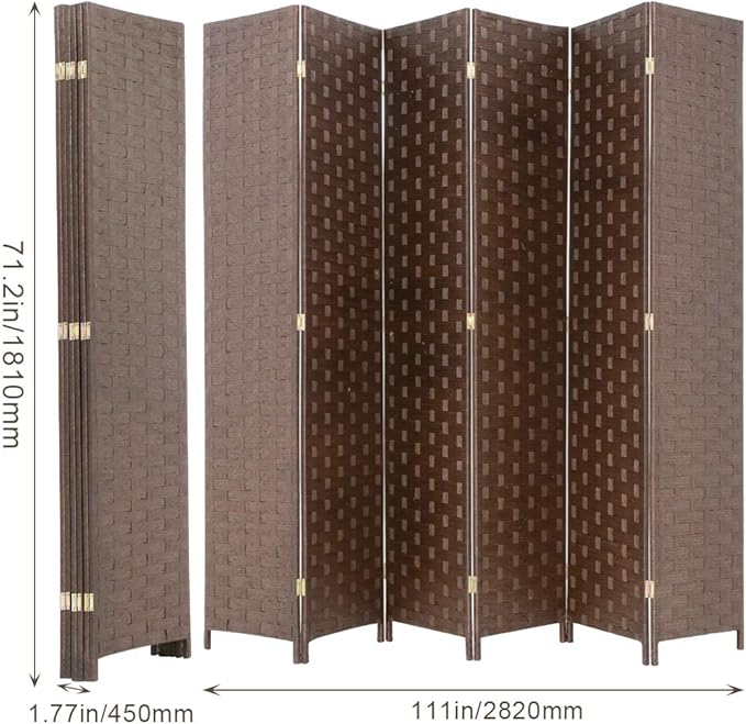 Room Divider Wood Screen 6 Panel Folding Portable Partition Screens Wooden Mesh - Image 7