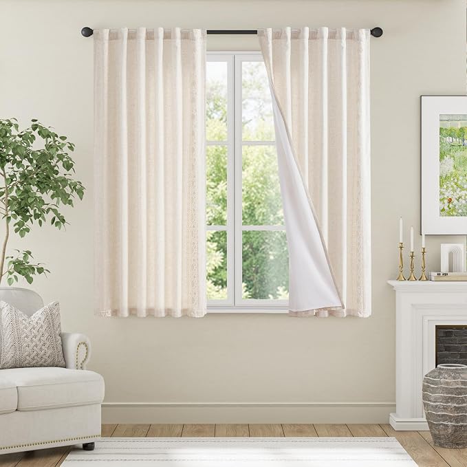 jinchan Weslie Boho Lined Linen Curtains - Image 3