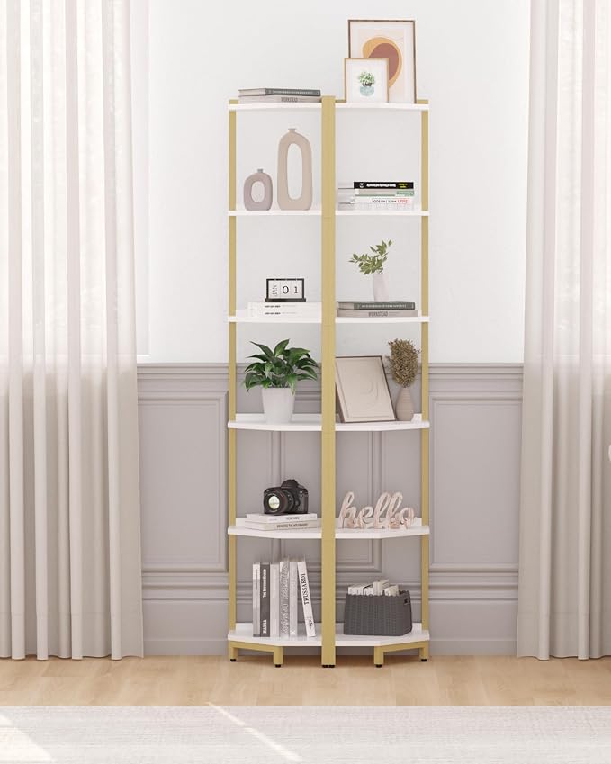 Hzuaneri Corner Shelf Stand, Corner Bookshelf, Storage Standing Shelf Unit - Image 6