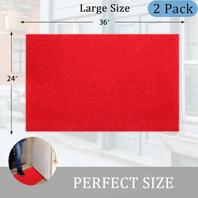 AAZZKANG Red Door Mat Set of 2 Non Slip Durable Multi-Purpose Outdoor Indoor - Image 3