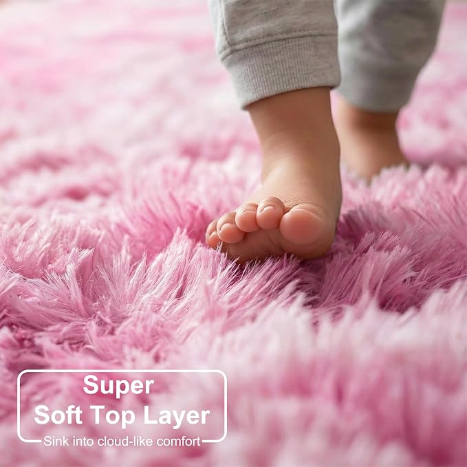 Amdrebio Tie-Dyed Pink and White Rug 5x8 - Image 4