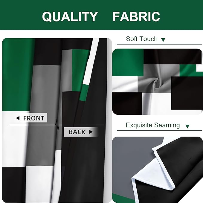 Tyrot Green 100% Blackout Curtains 45 inch Length 2 Panels Set White Grey - Image 6