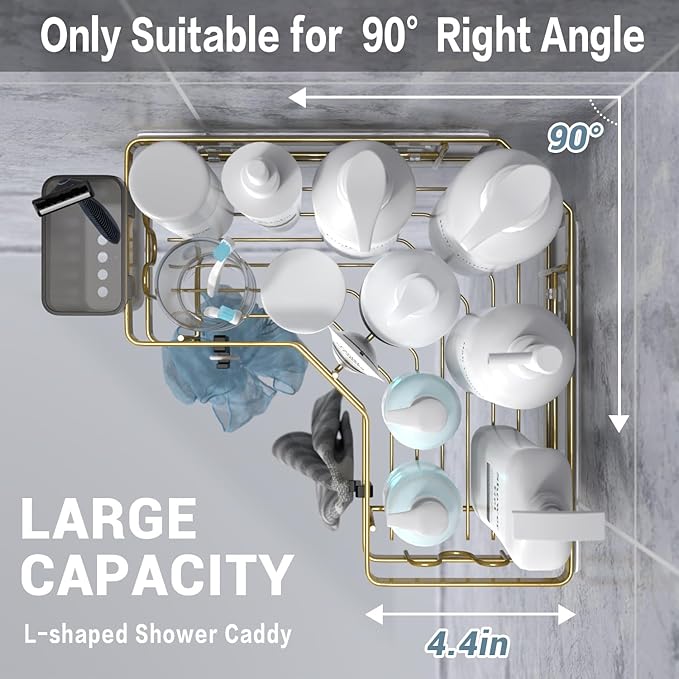 AKTECKE Corner Shower Caddy Organizer Shelf: 2Pack Adhesive Shower Rack - Image 3
