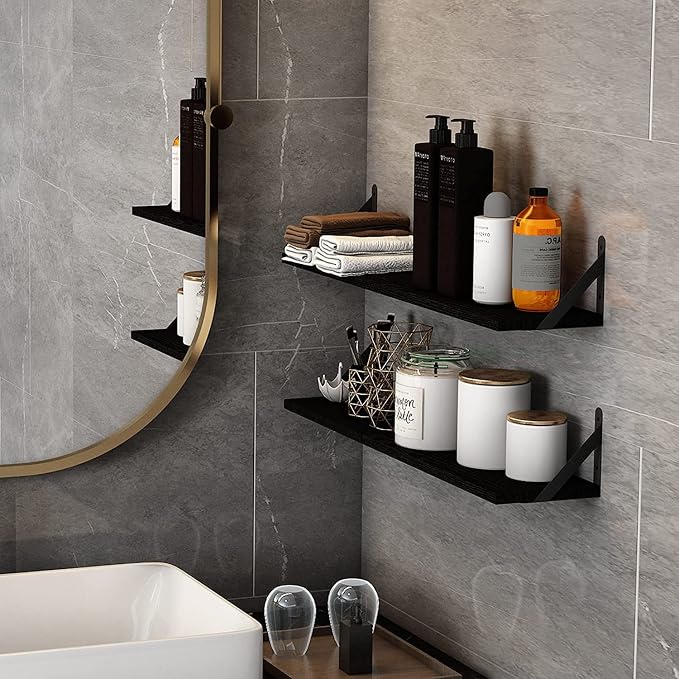 YGEOMER Black Shelves for Wall, Home Decor - Image 6