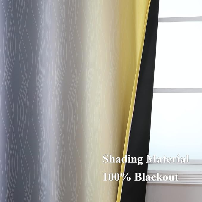 Estelar Textiler Yellow and Grey Blackout Curtains 108 Inches Long, Thermal - Image 5