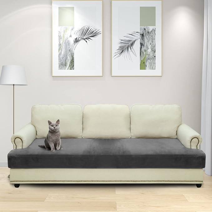 MAXIJIN Velvet Stretch Couch Cushion Covers Soft Sofa Cushion Cover Replacement - Image 7