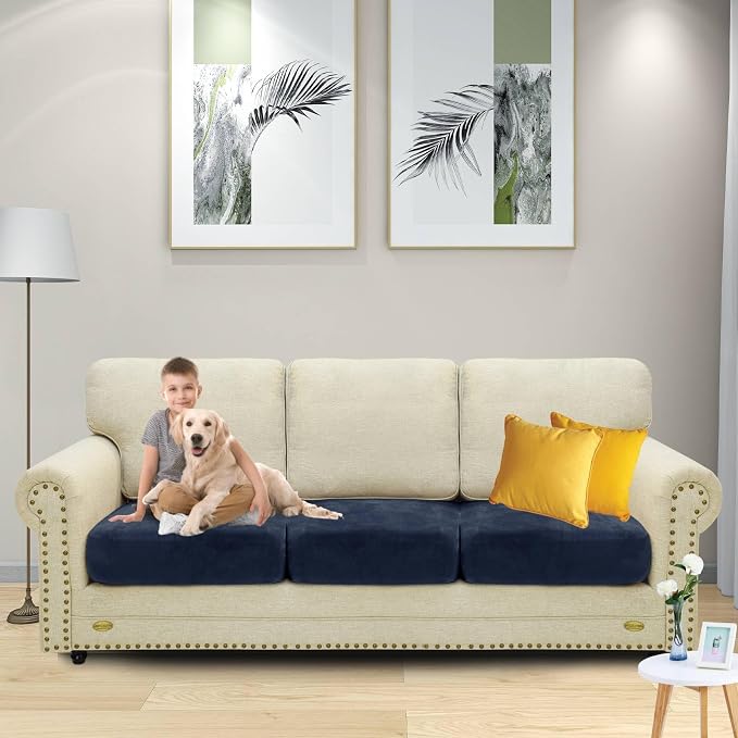 MAXIJIN Velvet Stretch Seat Cushion Covers Couch Cushion Cover - Image 2