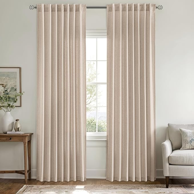 MIULEE Non-See-Through Privacy Linen Curtains 2 Panels, Light Filtering Window - Image 3