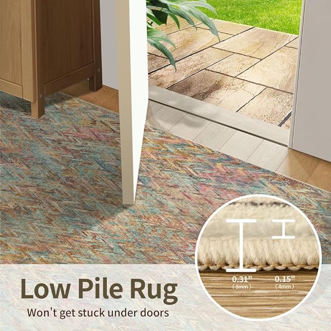 Rugxara Floral Rug for Living Room Bedroom, 6x9 Washable Rug, Vintage Boho Style - Image 6