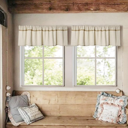2 Pack Cotton Linen Valance for Windows - Image 2