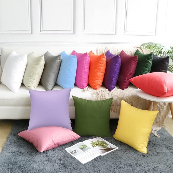 4-Pack 100% Cotton Comfortable Solid Decorative Throw Pillow Case, Thmyo Square - Image 4
