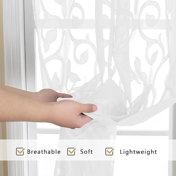OWENIE Furman Sheer Curtains 63 inch Length - Image 5