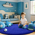 Fluffy Round Rugs for Bedroom Blue: 4ft Fluffy Circle Area Rug for Kids Room- by CAIYUECS