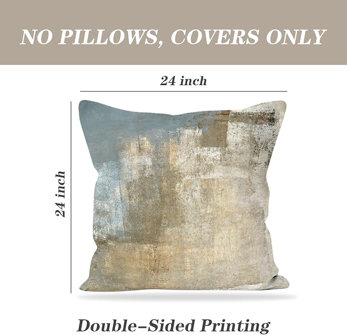 Grey and Beige Abstract Art Contemporary Pillow Cover, Modern Neutral - Image 6