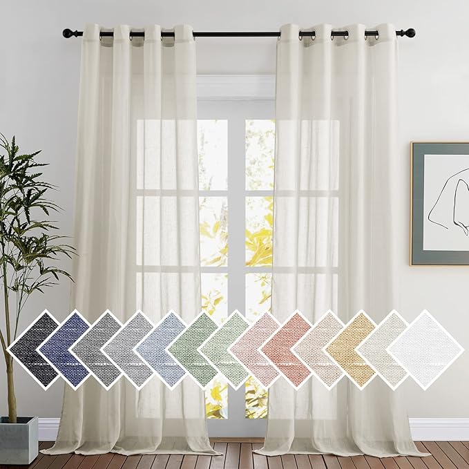 NICETOWN Linen Sheer Curtains 90 inch Length by NICETOWN