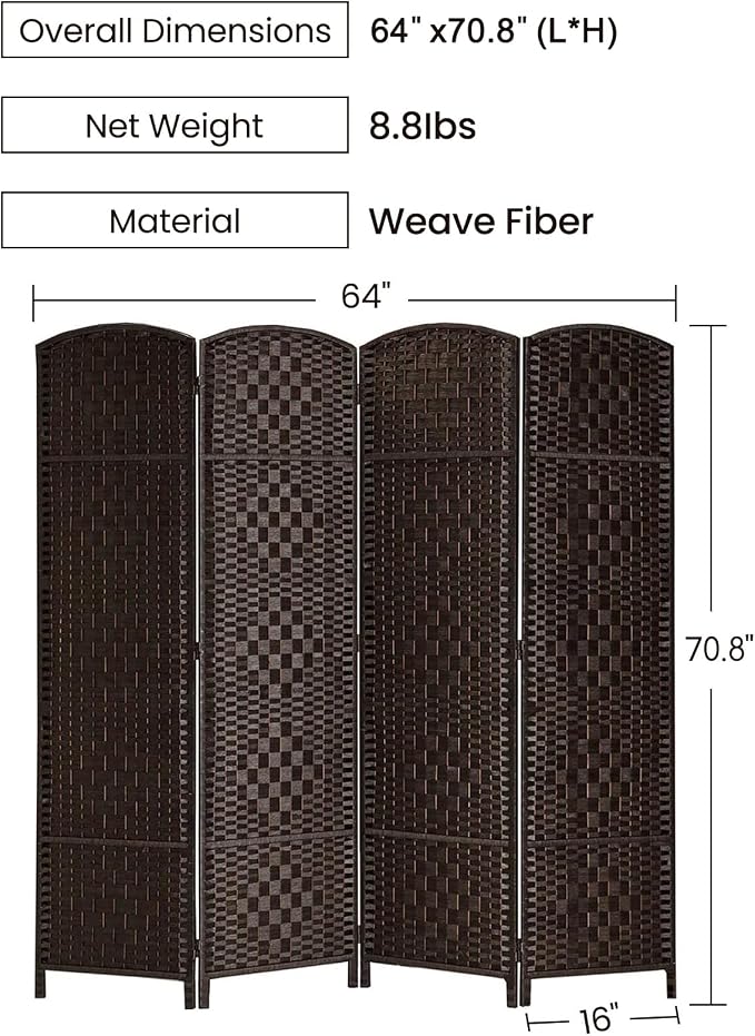 Rose Home Fashion Room Divider, 6 ft Tall Room Dividers and Folding Privacy - Image 3