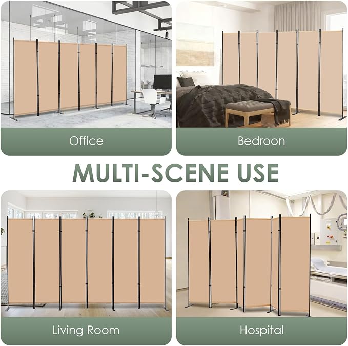 RANTILA 6 Panel Room Divider, 6 FT Folding Privacy Screen - Image 6